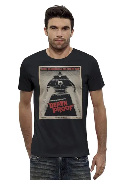Заказать мужскую футболку в Москве. Футболка базовая Death Proof от KinoArt - готовые дизайны и нанесение принтов.