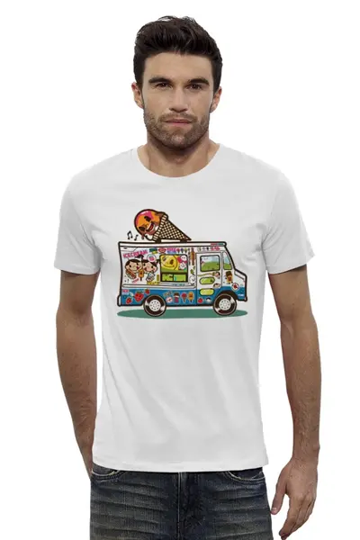 Заказать мужскую футболку в Москве. Футболка базовая Fun Bus от хэлен - готовые дизайны и нанесение принтов.