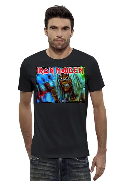 Заказать мужскую футболку в Москве. Футболка базовая Iron Maiden Band от Leichenwagen - готовые дизайны и нанесение принтов.