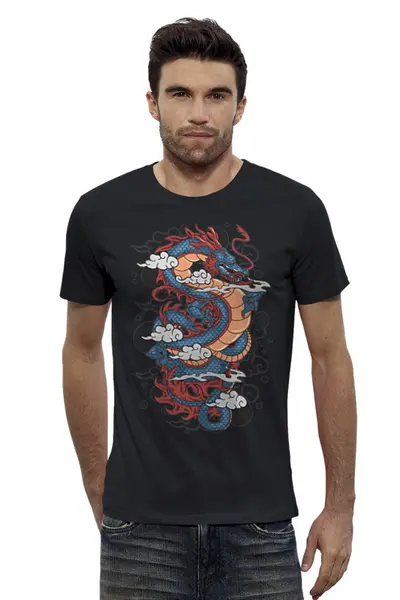 Заказать мужскую футболку в Москве. Футболка базовая Дракон от printeriumstore@gmail.com - готовые дизайны и нанесение принтов.