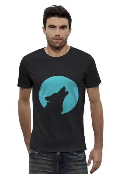 Заказать мужскую футболку в Москве. Футболка базовая Волк (Wolf) от fanart - готовые дизайны и нанесение принтов.
