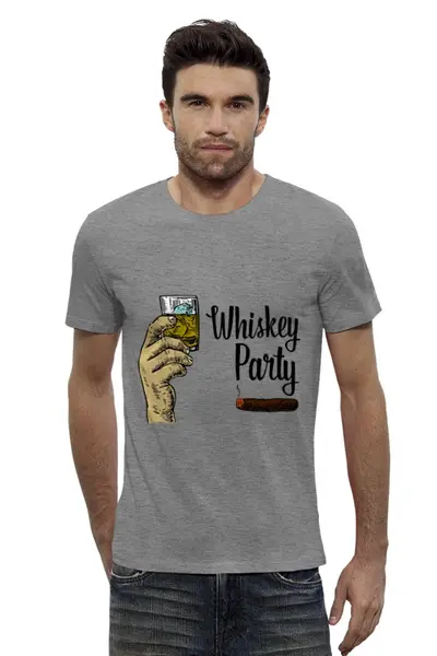 Заказать мужскую футболку в Москве. Футболка базовая Whiskey Party от denis01001 - готовые дизайны и нанесение принтов.