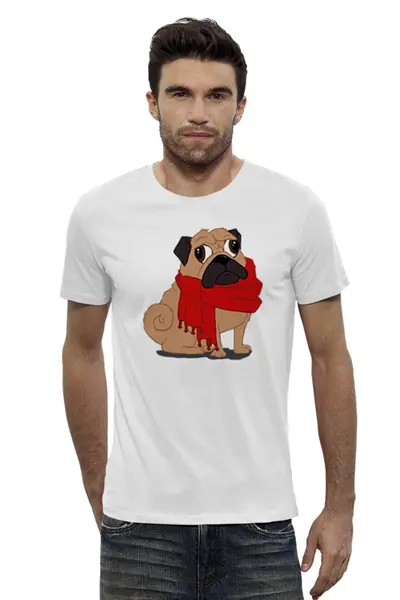 Заказать мужскую футболку в Москве. Футболка базовая Мопс (Pug) от fanart - готовые дизайны и нанесение принтов.