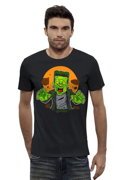 Заказать мужскую футболку в Москве. Футболка базовая HALLOWEEN (Frankenstein) от balden - готовые дизайны и нанесение принтов.