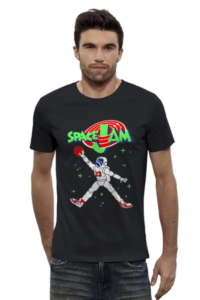 Заказать мужскую футболку в Москве. Футболка базовая Space Jam от skynatural - готовые дизайны и нанесение принтов.