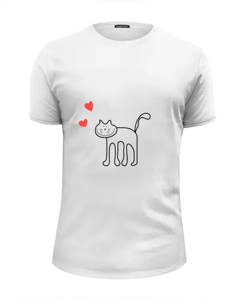 Заказать мужскую футболку в Москве. Футболка базовая котик от Karina Radomskaya - готовые дизайны и нанесение принтов.