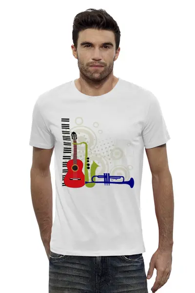 Заказать мужскую футболку в Москве. Футболка базовая Музыкальные инструменты (1) от T-shirt print  - готовые дизайны и нанесение принтов.