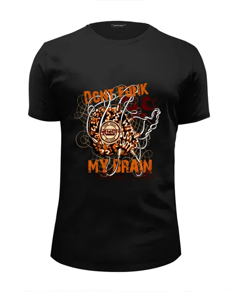 Заказать мужскую футболку в Москве. Футболка базовая Dont Funk My Brain от denis01001 - готовые дизайны и нанесение принтов.