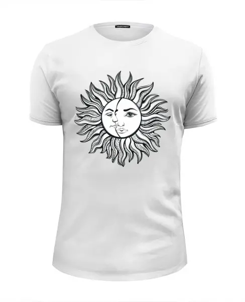 Заказать мужскую футболку в Москве. Футболка базовая СолнцеЛуна от balden - готовые дизайны и нанесение принтов.