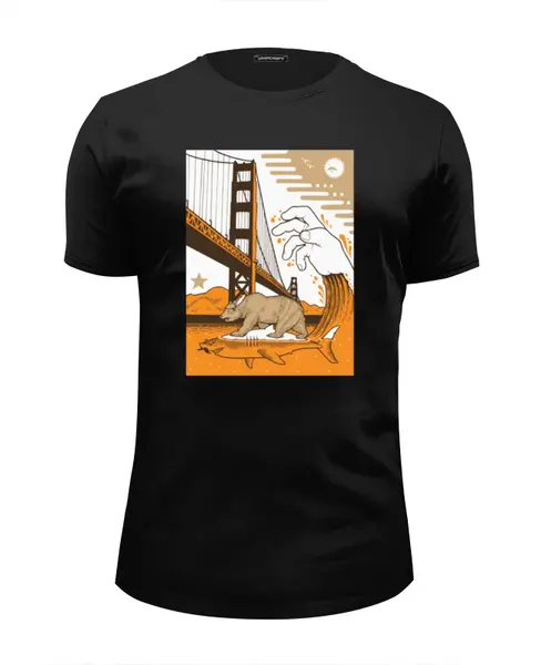 Заказать мужскую футболку в Москве. Футболка базовая Bear on Shark / Медведь на Акуле   от crash - готовые дизайны и нанесение принтов.