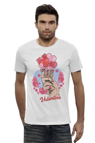 Заказать мужскую футболку в Москве. Футболка базовая Valentine's Day от Media M  - готовые дизайны и нанесение принтов.