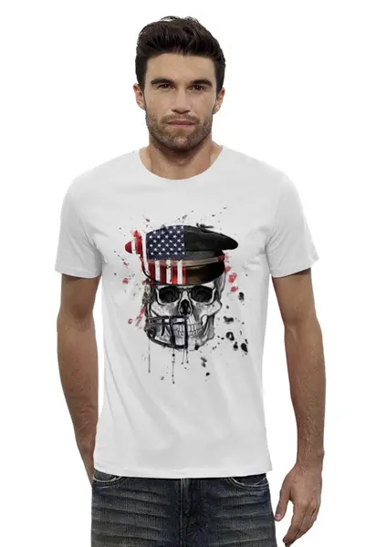 Заказать мужскую футболку в Москве. Футболка базовая Америка от ksusalvation - готовые дизайны и нанесение принтов.