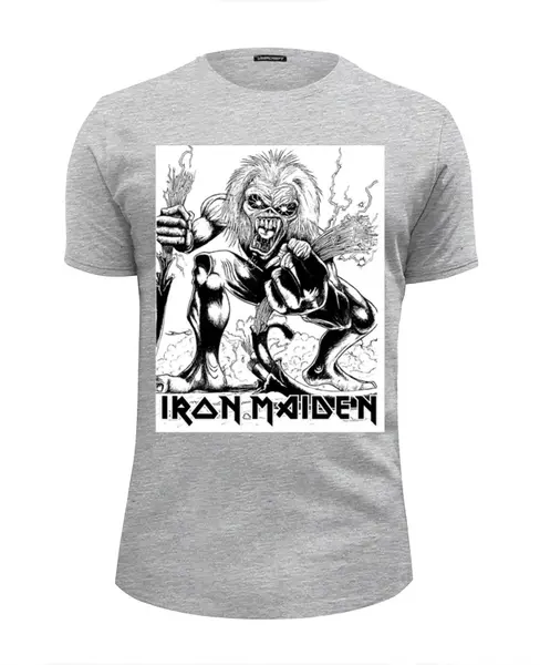 Заказать мужскую футболку в Москве. Футболка базовая Iron Maiden Band от Leichenwagen - готовые дизайны и нанесение принтов.