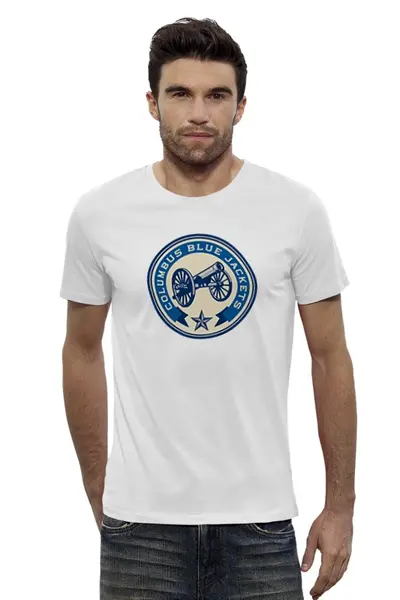 Заказать мужскую футболку в Москве. Футболка базовая Columbus Blue Jackets от dobryidesign - готовые дизайны и нанесение принтов.
