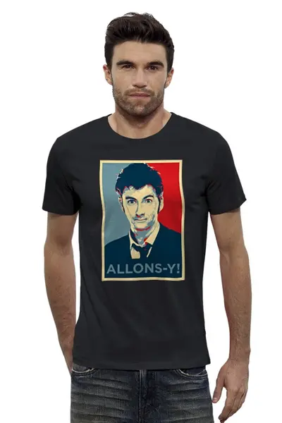 Заказать мужскую футболку в Москве. Футболка базовая Allons-y! от printik - готовые дизайны и нанесение принтов.