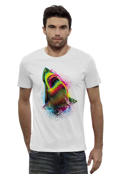 Заказать мужскую футболку в Москве. Футболка базовая SharkCOLOR от balden - готовые дизайны и нанесение принтов.