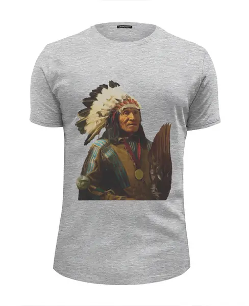 Заказать мужскую футболку в Москве. Футболка базовая Native American от maxim ershov - готовые дизайны и нанесение принтов.