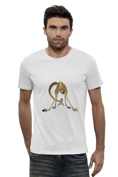 Заказать мужскую футболку в Москве. Футболка базовая Жираф от queen  - готовые дизайны и нанесение принтов.