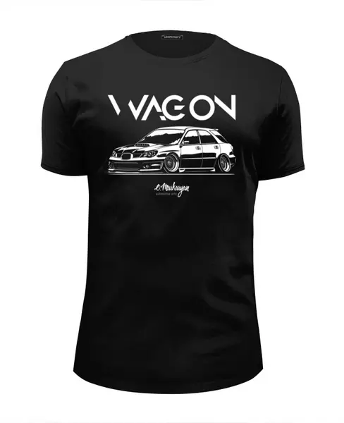 Заказать мужскую футболку в Москве. Футболка базовая Subaru Impreza Wagon от Oleg Markaryan - готовые дизайны и нанесение принтов.