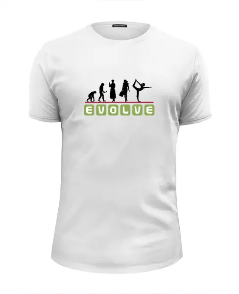 Заказать мужскую футболку в Москве. Футболка базовая Йога (Эволюция) от trugift - готовые дизайны и нанесение принтов.