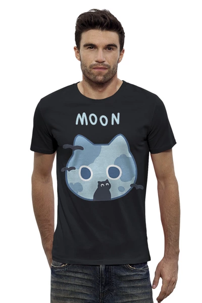Заказать мужскую футболку в Москве. Футболка базовая "Луна" от aaa.kus28@gmail.com - готовые дизайны и нанесение принтов.