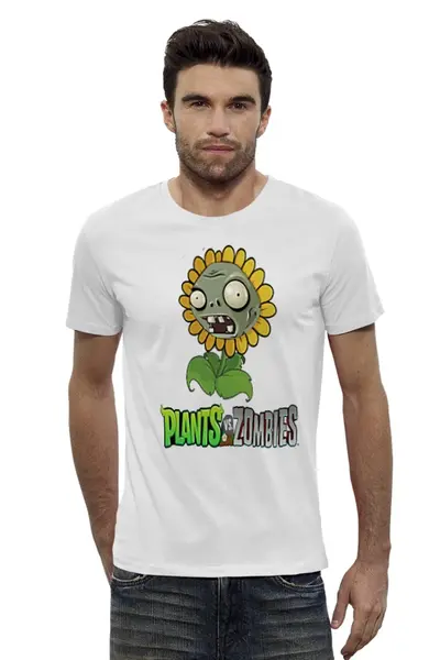 Заказать мужскую футболку в Москве. Футболка базовая Plants vs zombies от cesare - готовые дизайны и нанесение принтов.