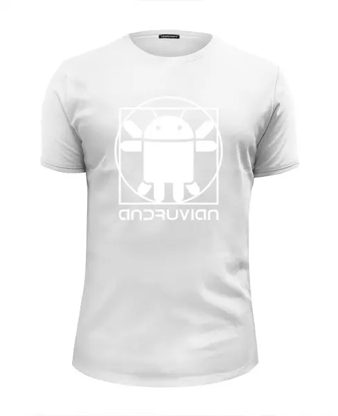 Заказать мужскую футболку в Москве. Футболка базовая Витрувианский Андроид от printik - готовые дизайны и нанесение принтов.