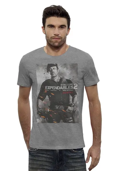 Заказать мужскую футболку в Москве. Футболка базовая Expendables II Stallone от KinoArt - готовые дизайны и нанесение принтов.