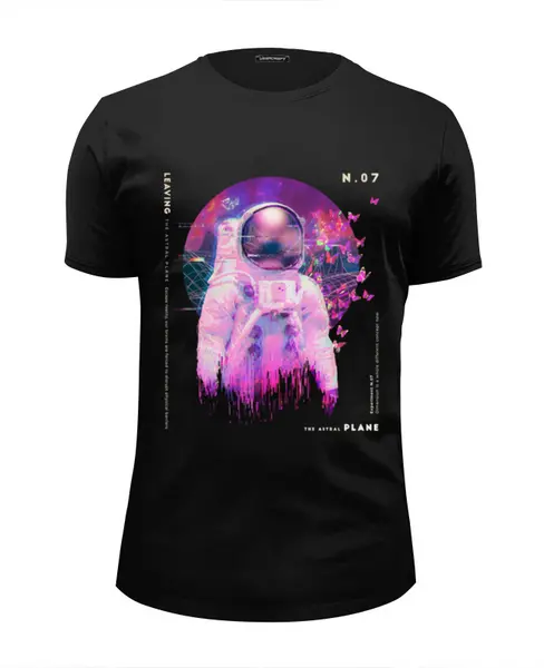 Заказать мужскую футболку в Москве. Футболка базовая Vaporwave Astral Astronaut от Павел Павел - готовые дизайны и нанесение принтов.