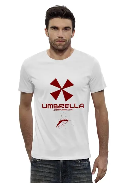 Заказать мужскую футболку в Москве. Футболка базовая Resident Evil: Umbrella Corporation от game-fan - готовые дизайны и нанесение принтов.