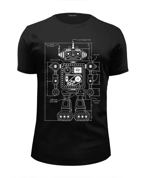 Заказать мужскую футболку в Москве. Футболка базовая Робот от printik - готовые дизайны и нанесение принтов.