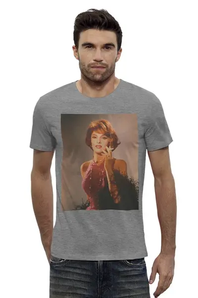 Заказать мужскую футболку в Москве. Футболка базовая Gina Lollobrigida от KinoArt - готовые дизайны и нанесение принтов.