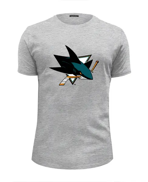 Заказать мужскую футболку в Москве. Футболка базовая San Jose Sharks / NHL USA от KinoArt - готовые дизайны и нанесение принтов.