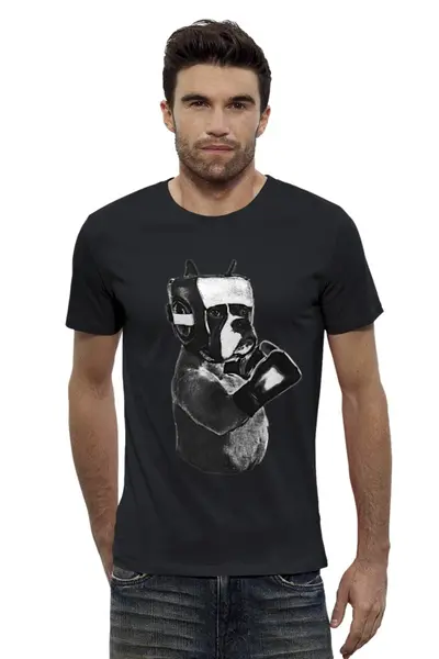 Заказать мужскую футболку в Москве. Футболка базовая Boxer Dog от madw - готовые дизайны и нанесение принтов.