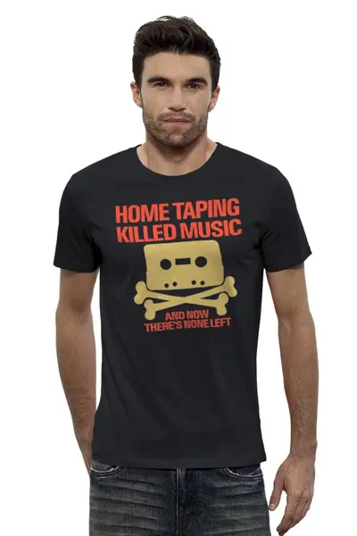Заказать мужскую футболку в Москве. Футболка базовая Home Taping Killed Music от Leichenwagen - готовые дизайны и нанесение принтов.