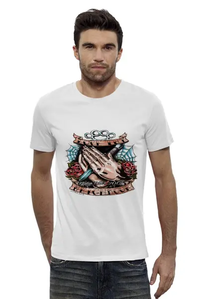 Заказать мужскую футболку в Москве. Футболка базовая Love thy neighbour от Серега Шнайдер - готовые дизайны и нанесение принтов.