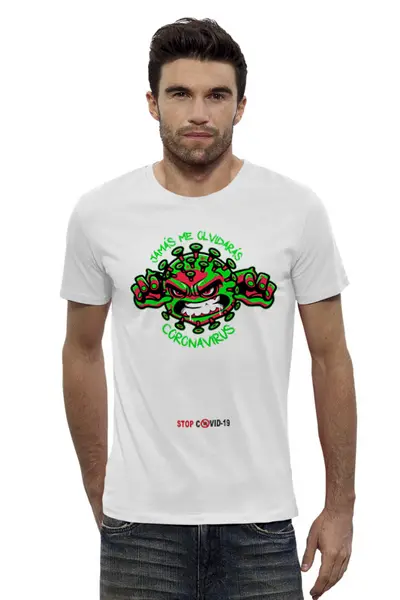 Заказать мужскую футболку в Москве. Футболка базовая Coronavirus от balden - готовые дизайны и нанесение принтов.