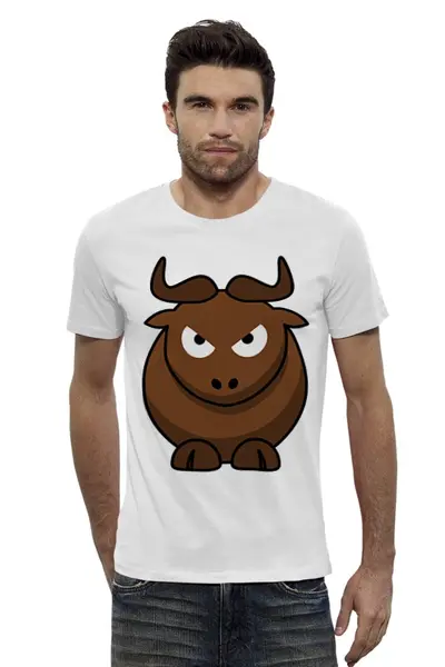 Заказать мужскую футболку в Москве. Футболка базовая злой бык от EDJEY  - готовые дизайны и нанесение принтов.