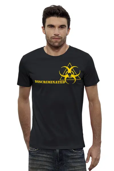 Заказать мужскую футболку в Москве. Футболка базовая DISCRIMINATED от ГПМНпR'n'R - готовые дизайны и нанесение принтов.