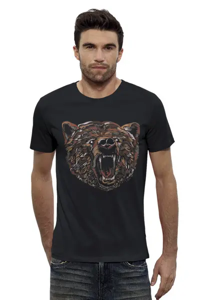 Заказать мужскую футболку в Москве. Футболка базовая Пёстрый медведь от ISliM - готовые дизайны и нанесение принтов.