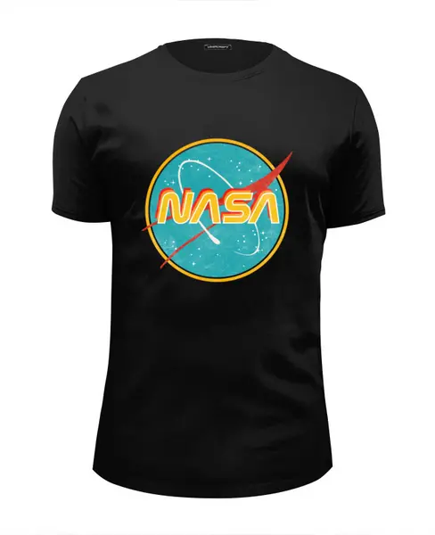 Заказать мужскую футболку в Москве. Футболка базовая NASA винтажный логотип от Павел Павел - готовые дизайны и нанесение принтов.