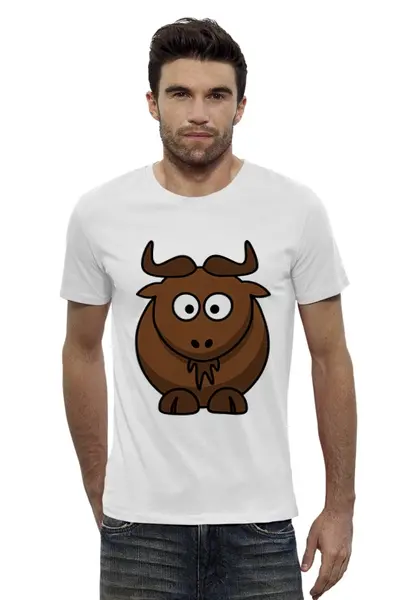 Заказать мужскую футболку в Москве. Футболка базовая коричневый бык от EDJEY  - готовые дизайны и нанесение принтов.