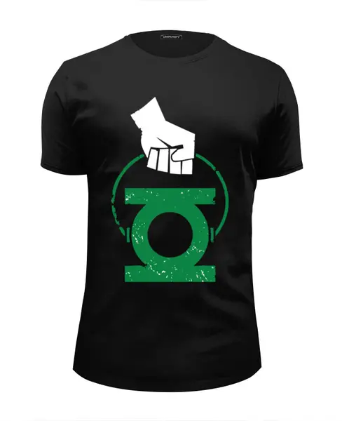 Заказать мужскую футболку в Москве. Футболка базовая Green Lantern  от crash - готовые дизайны и нанесение принтов.