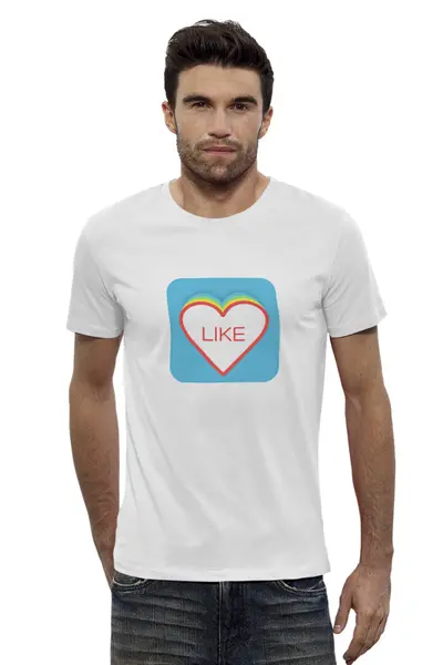 Заказать мужскую футболку в Москве. Футболка базовая  like сердце от THE_NISE  - готовые дизайны и нанесение принтов.