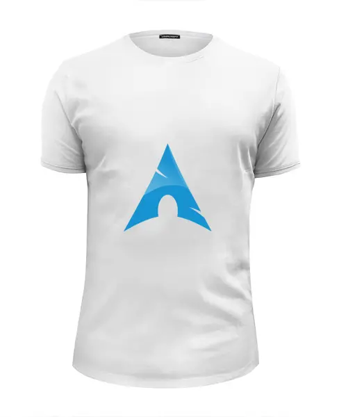 Заказать мужскую футболку в Москве. Футболка базовая Фанат Arch Linux от byromul - готовые дизайны и нанесение принтов.