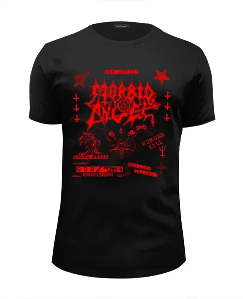 Заказать мужскую футболку в Москве. Футболка базовая Morbid Angel Band от Leichenwagen - готовые дизайны и нанесение принтов.