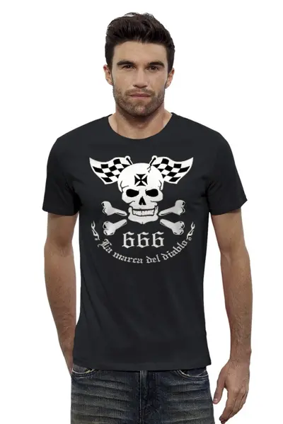 Заказать мужскую футболку в Москве. Футболка базовая Skull 666 от Leichenwagen - готовые дизайны и нанесение принтов.
