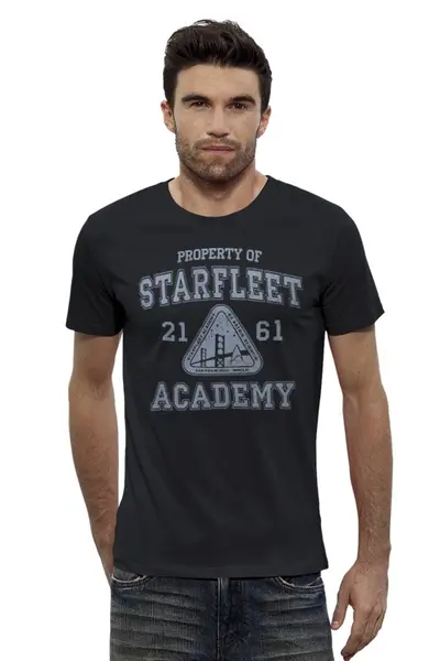 Заказать мужскую футболку в Москве. Футболка базовая Starfleet Academy от geekbox - готовые дизайны и нанесение принтов.