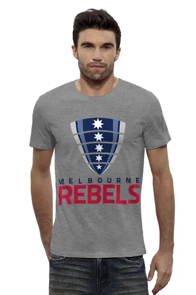 Заказать мужскую футболку в Москве. Футболка базовая Мельбурн Ребелс от rugby - готовые дизайны и нанесение принтов.