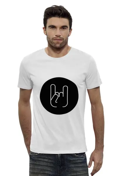 Заказать мужскую футболку в Москве. Футболка базовая Иконка с жестом "Рок-н-ролл" от Metronomy - готовые дизайны и нанесение принтов.